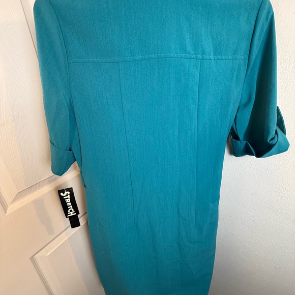 Teal Zip-Front Dress - Picture 9 of 15